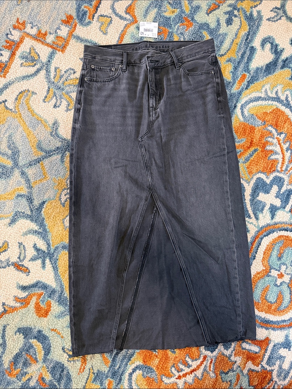 American Eagle Outfitters Black Denim Skirt with high rise hem